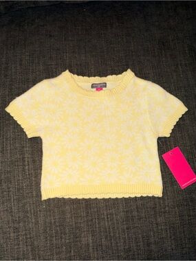 Vince Camuto Yellow Floral Knit Tee for Kids